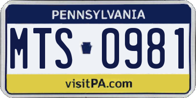 PA license plate MTS0981