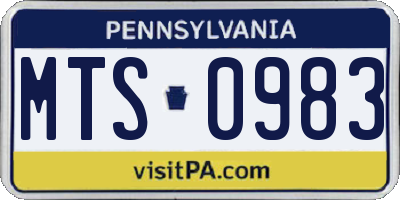 PA license plate MTS0983