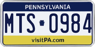 PA license plate MTS0984
