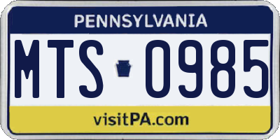 PA license plate MTS0985