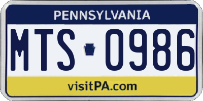 PA license plate MTS0986