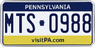 PA license plate MTS0988
