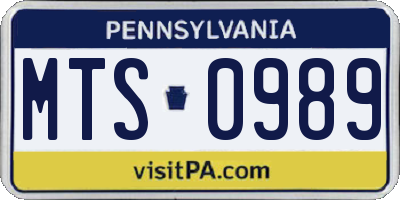 PA license plate MTS0989