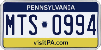 PA license plate MTS0994