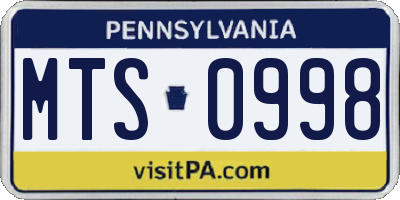 PA license plate MTS0998