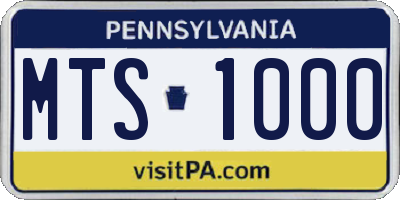 PA license plate MTS1000
