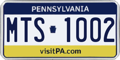 PA license plate MTS1002