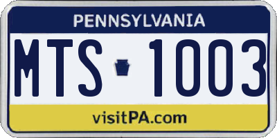 PA license plate MTS1003