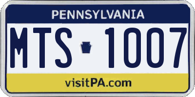 PA license plate MTS1007