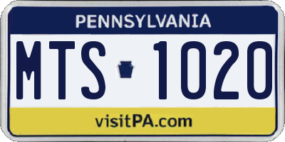 PA license plate MTS1020