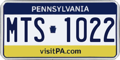 PA license plate MTS1022