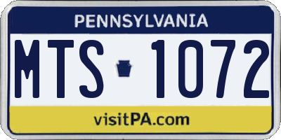 PA license plate MTS1072