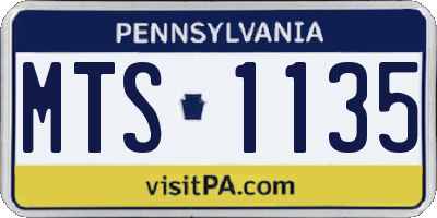 PA license plate MTS1135