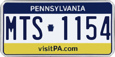 PA license plate MTS1154