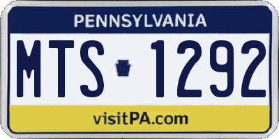 PA license plate MTS1292