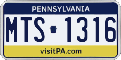 PA license plate MTS1316