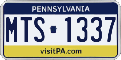 PA license plate MTS1337
