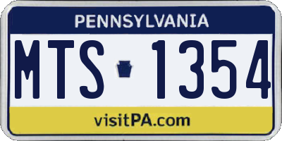 PA license plate MTS1354