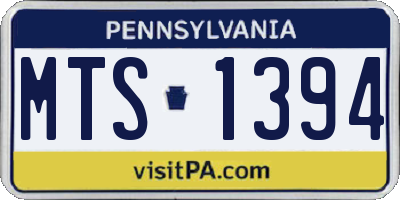 PA license plate MTS1394