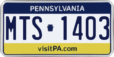 PA license plate MTS1403