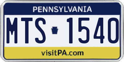 PA license plate MTS1540