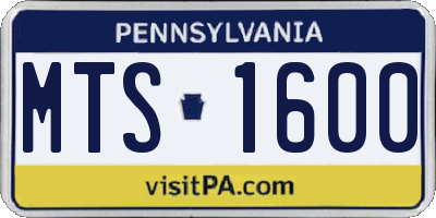 PA license plate MTS1600