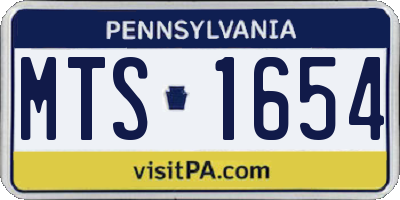 PA license plate MTS1654