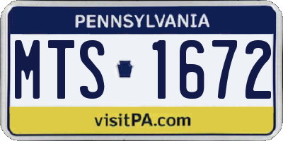 PA license plate MTS1672