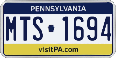 PA license plate MTS1694