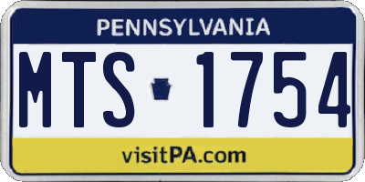 PA license plate MTS1754