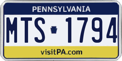 PA license plate MTS1794