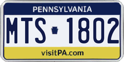 PA license plate MTS1802