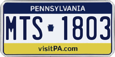 PA license plate MTS1803