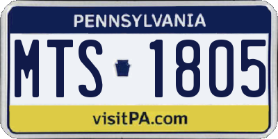 PA license plate MTS1805