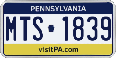 PA license plate MTS1839