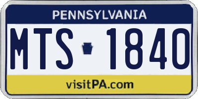PA license plate MTS1840