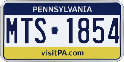 PA license plate MTS1854