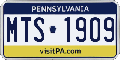 PA license plate MTS1909