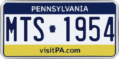 PA license plate MTS1954