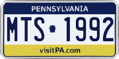 PA license plate MTS1992