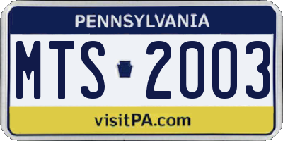 PA license plate MTS2003