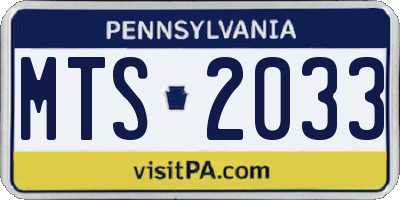 PA license plate MTS2033