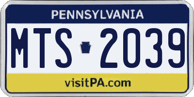 PA license plate MTS2039