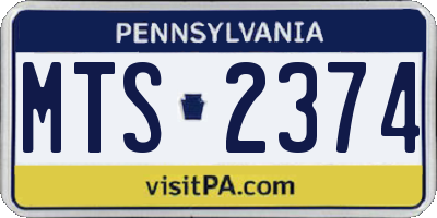 PA license plate MTS2374