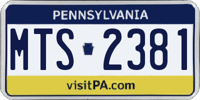 PA license plate MTS2381