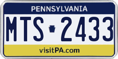 PA license plate MTS2433