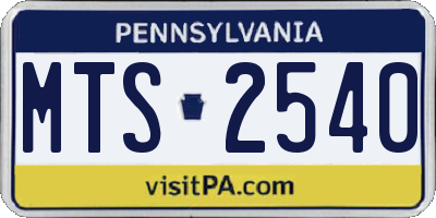 PA license plate MTS2540