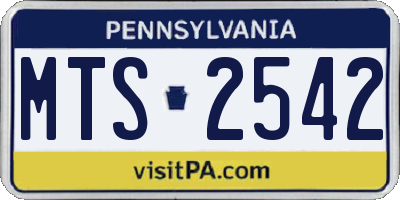PA license plate MTS2542