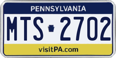 PA license plate MTS2702