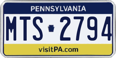 PA license plate MTS2794